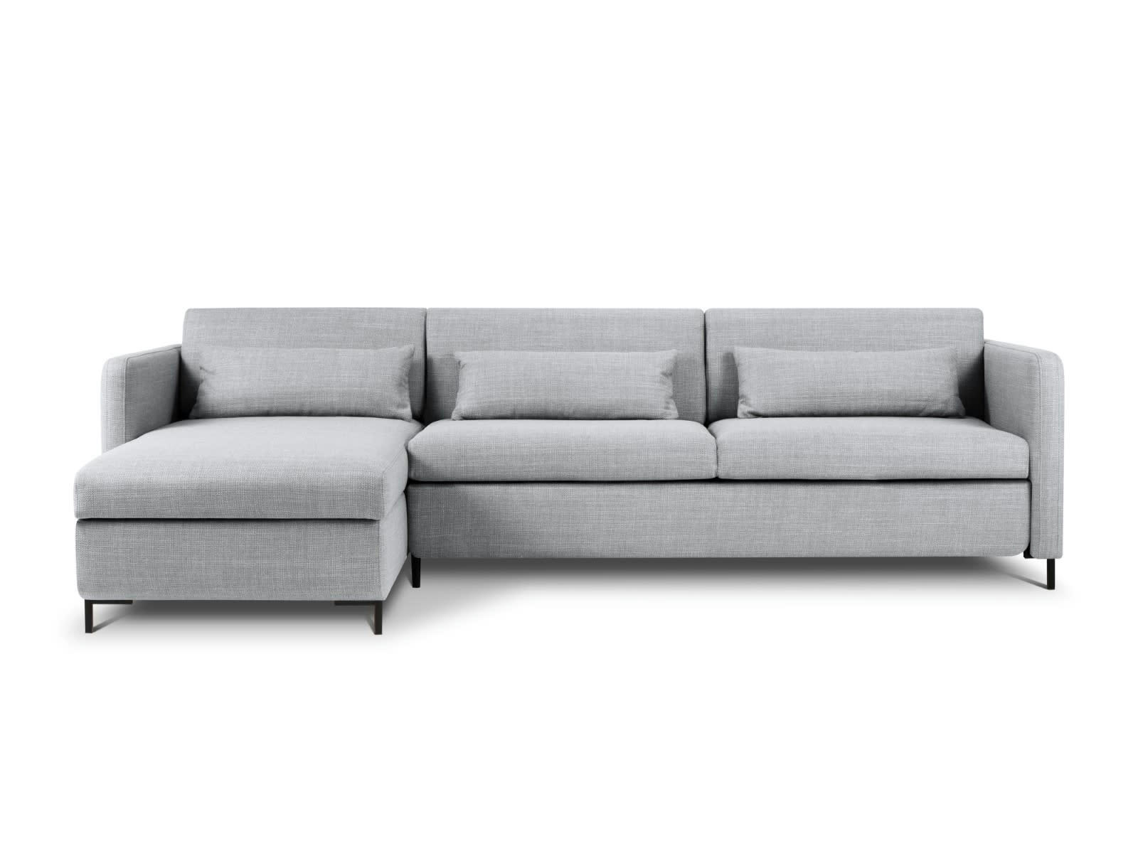 YANIS - Canapé D'Angle Gauche Conv. Coffre 5 places Tissu Struct. Gris Clair