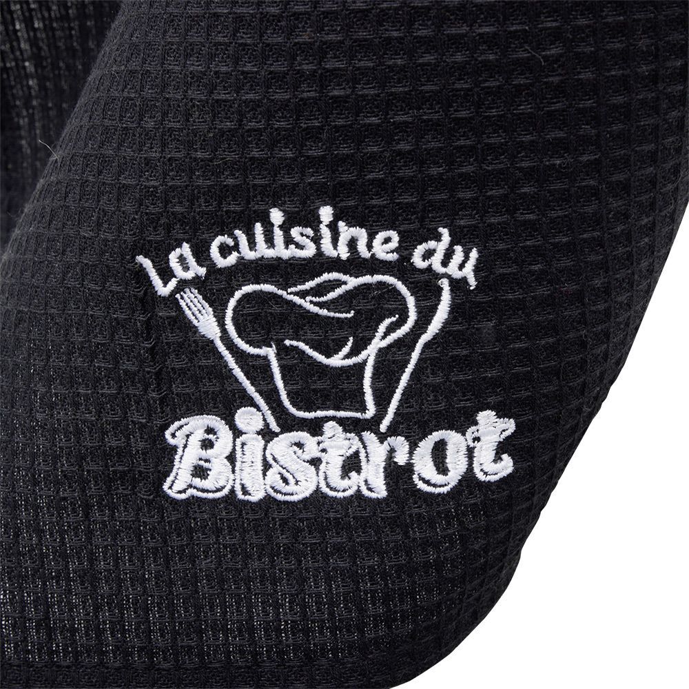 Torchon brodé La cuisine du Bistrot noir x2 - 100% coton 45x70cm