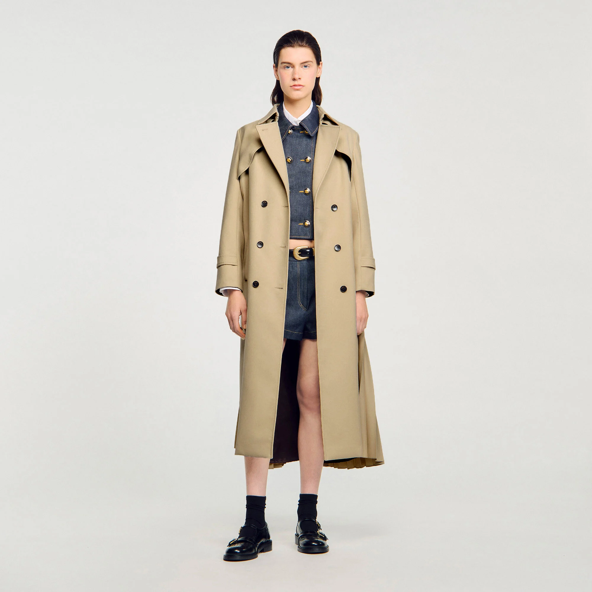 Trench ceinturé double boutonnage