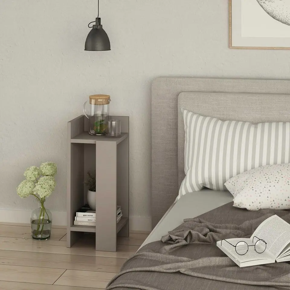 Elos Left Nachtkastje - 100% MELAMINE - Lichtmokka