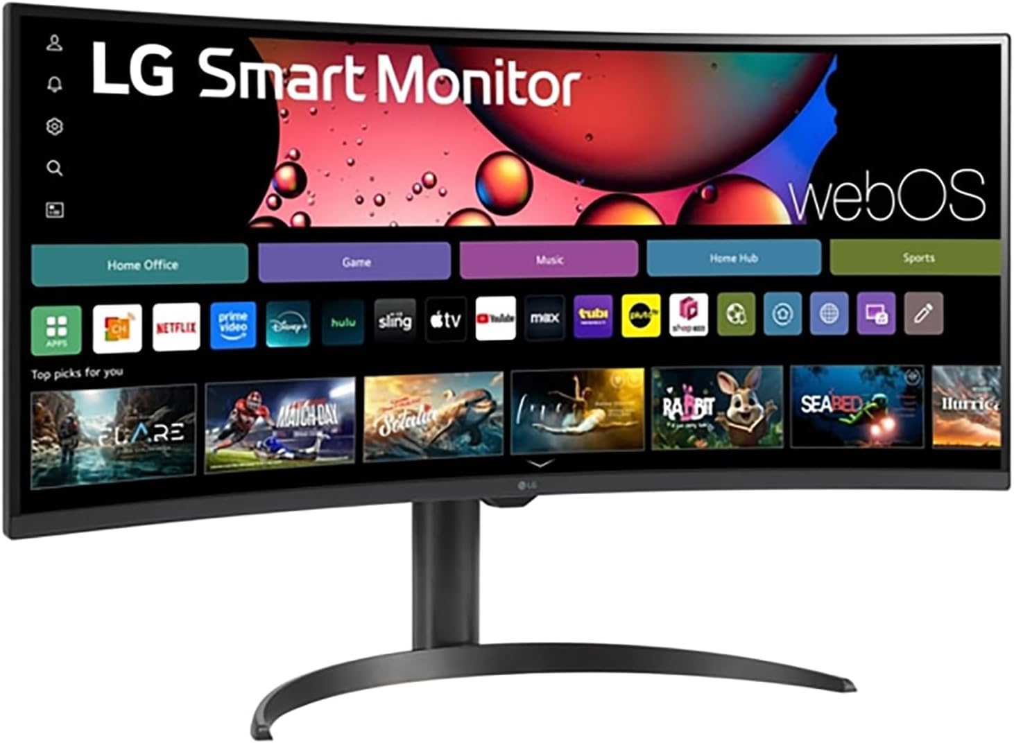 LG 34 Curved UltraWide WQHD(3440x1440) Smart Monitor with HDR10 99% sRGB  100Hz  Magic Remote  AirPlay 2 & Adjustable Stand  webOS