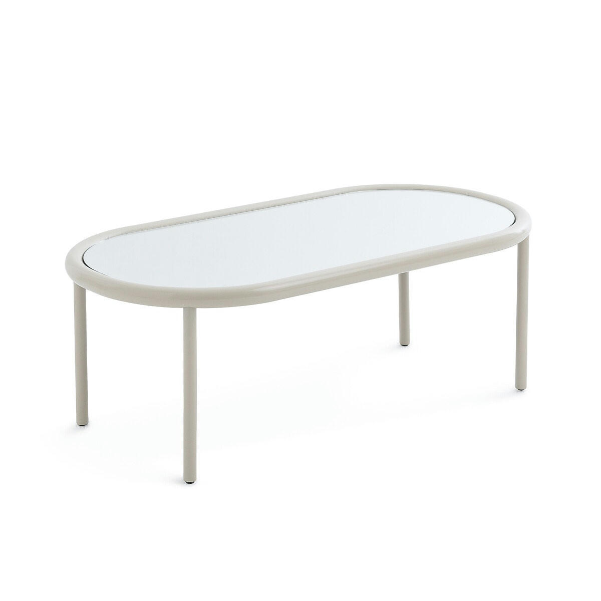 Table basse métal  acier et plateau miroir, T