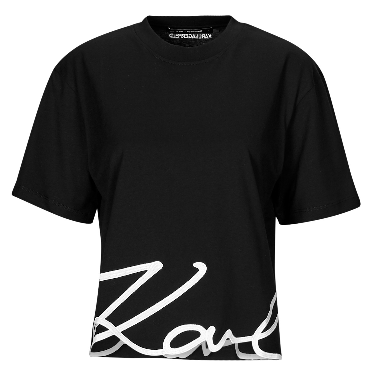 Karl Lagerfeld - KARL SIGNATURE HEM T-SHIRT - Black / White