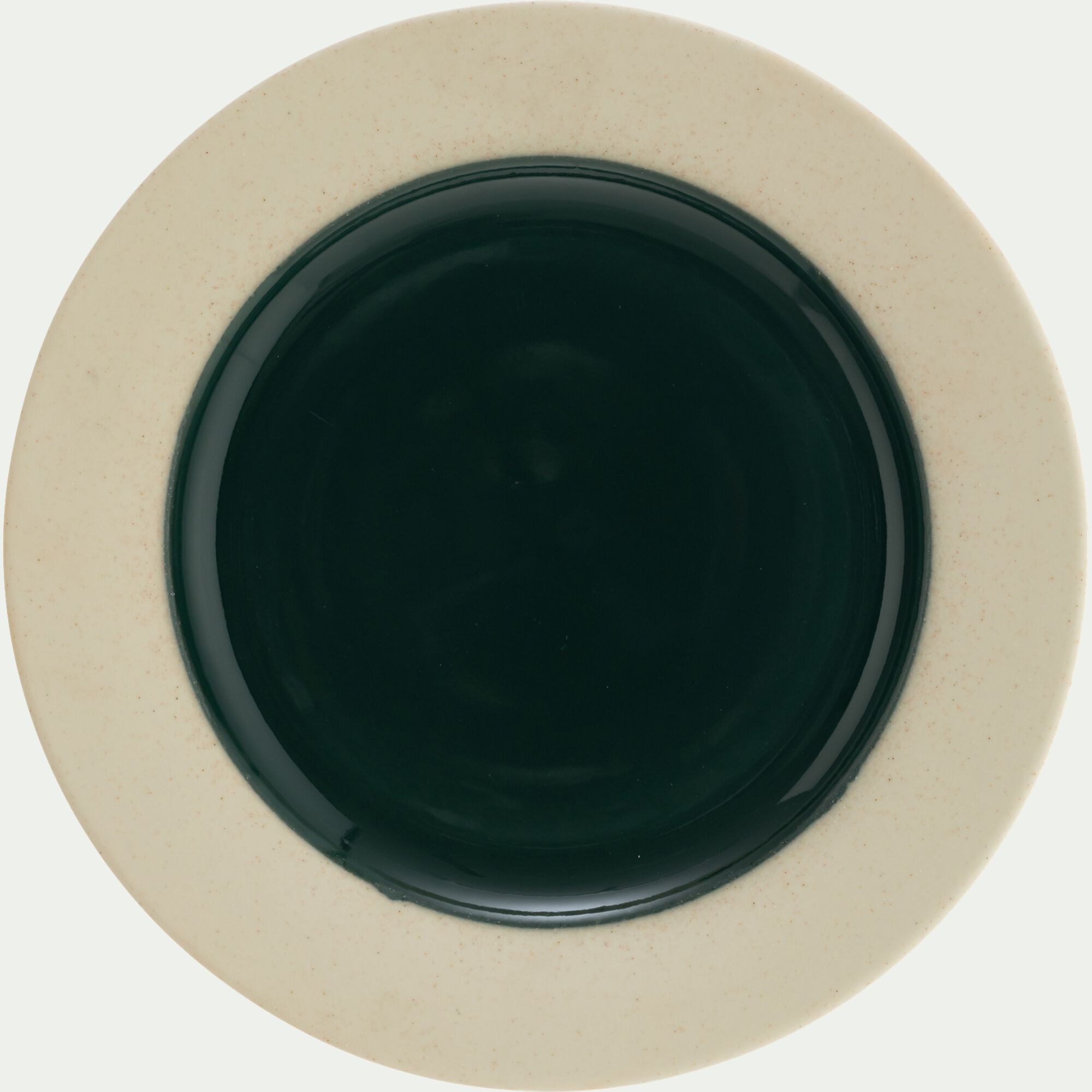 TROIA - Assiette plate en grès D27,5cm - vert oyat