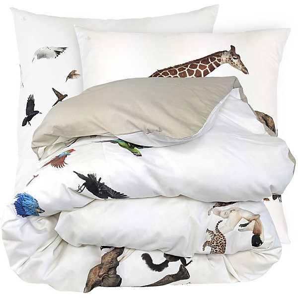 Parure de lit 140x200 cm 65x65 cm percale de coton NOé blanc 2 pièces