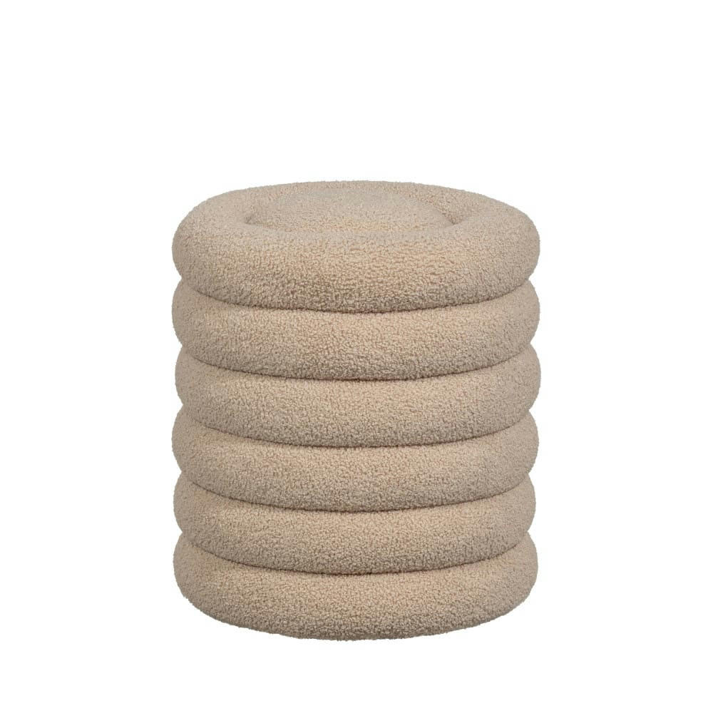 CARLY - Pouf rond en bouclette D40cm beige