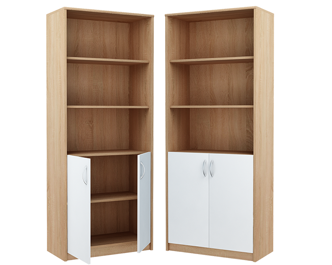 Regał Półzamknięty R007 Dąb Sonoma-Biały 180x74x35 cm Bestseller