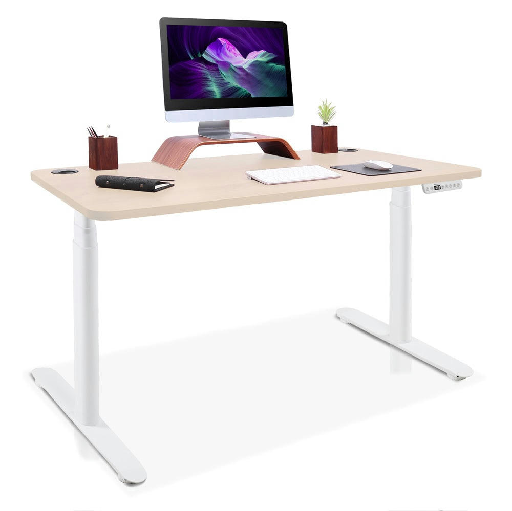 DYNAMIC CIRCLE - Bureau assis debout effet bois naturel 120x60
