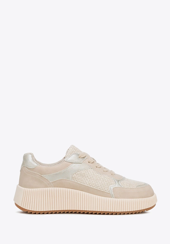 Damskie sneakersy na platformie beżowe