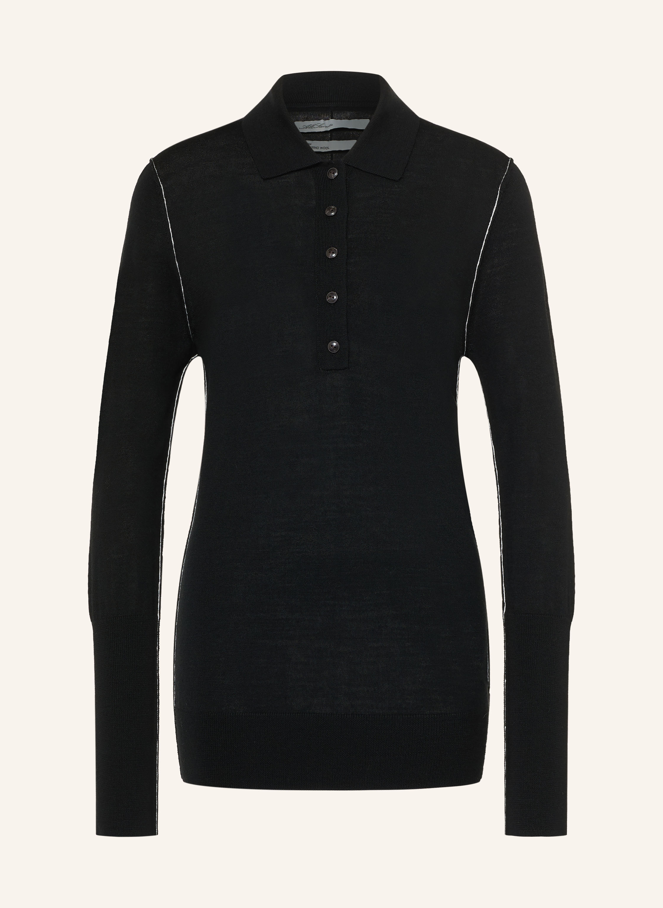 ALLSAINTS Strick-Poloshirt MARTEL aus Merinowolle