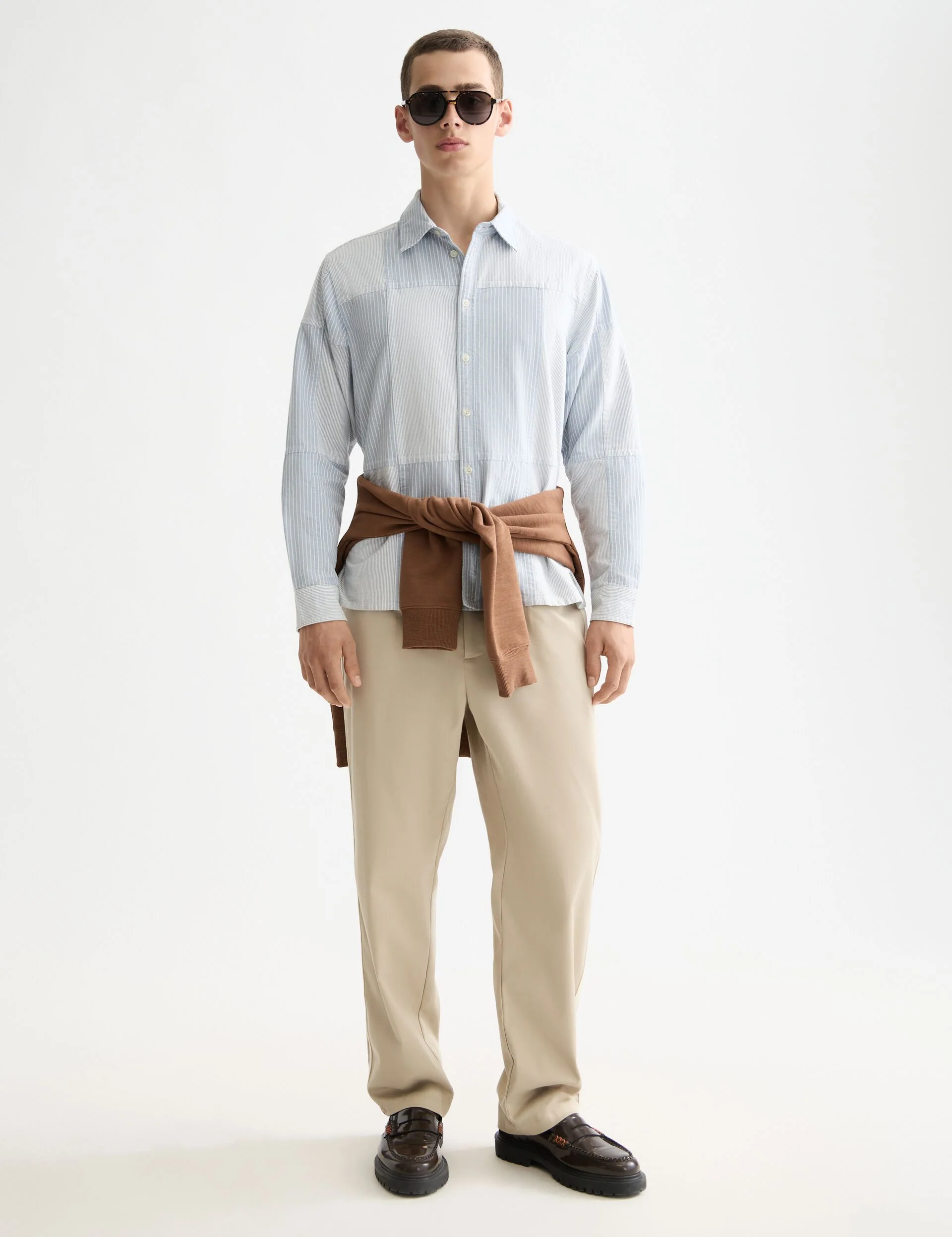 Patchwork relaxed-fit oxford shirt