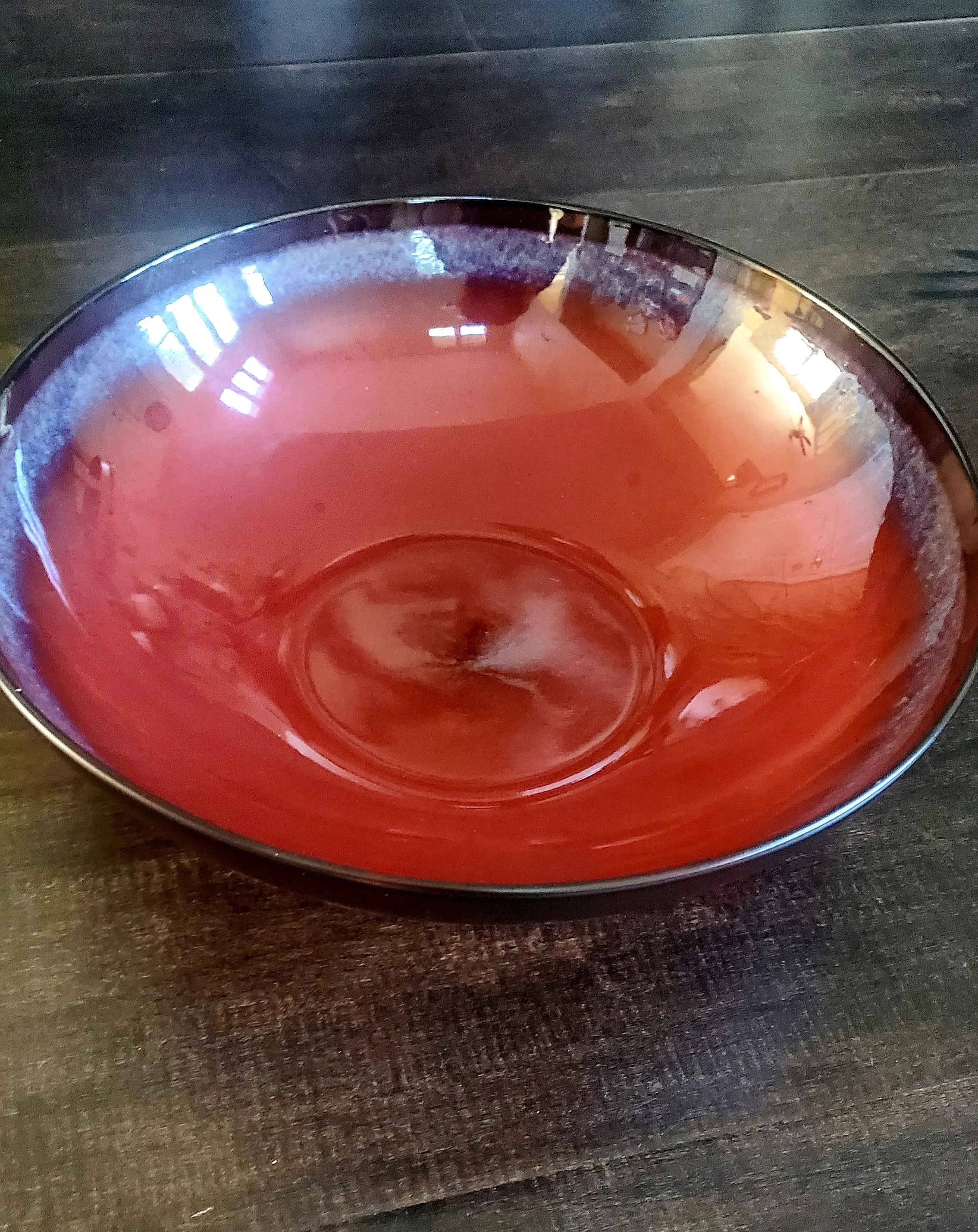 Large Over and Back Brasserie Stoneware Serving Bowl – Red Black Glazed Modern Kitchen Decor