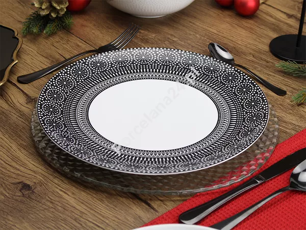 Komplet talerzy na 6 osób (18el) Bogucice - Iva Black 1042