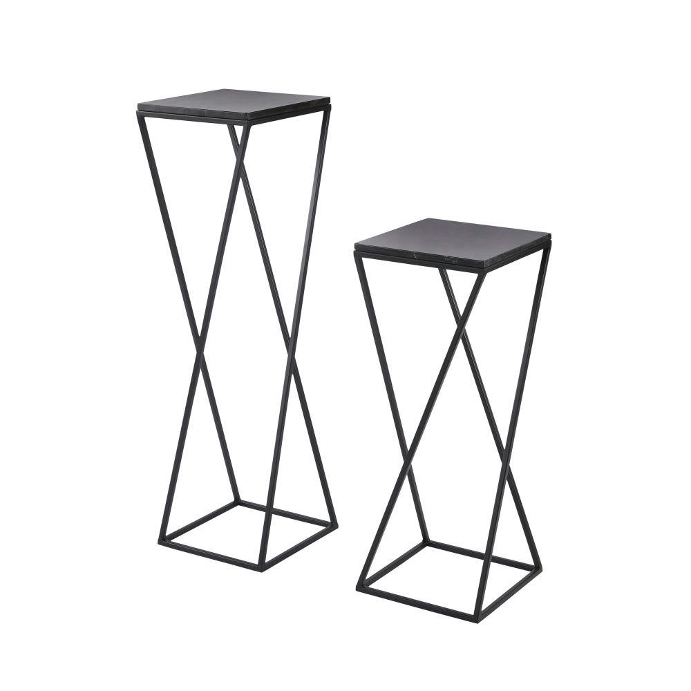 TELO - Bouts de canapés en marbre et métal noir mat (x2)