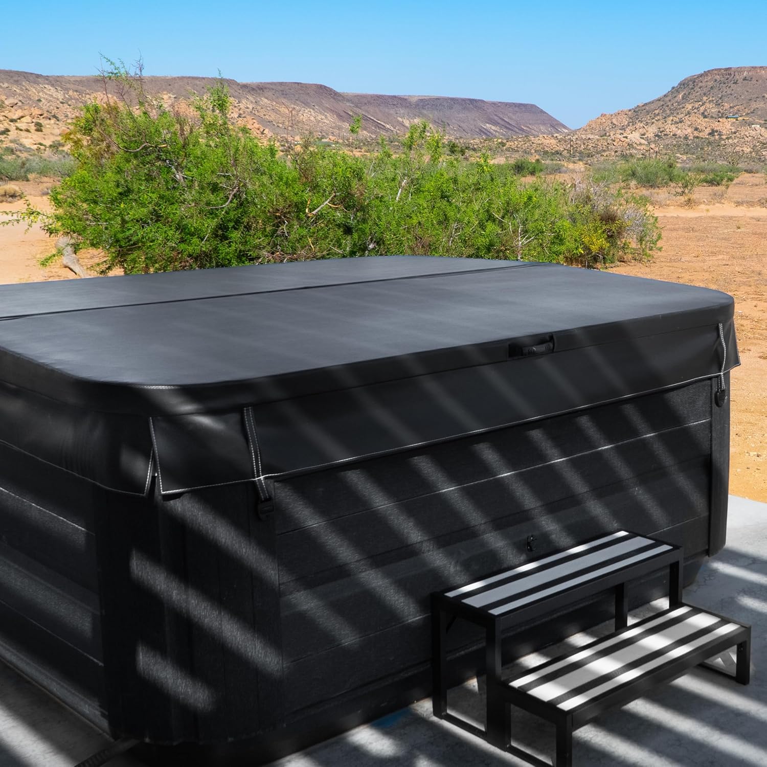 The Cover Guy Hot Tub Cover | Replacement Spa Covers with UV Protected Vinyl + High Density Foam | Energy-Saving Cover for All Climates | Fits Square Tubs with 88-90 Sides and 8 Corners | Espresso