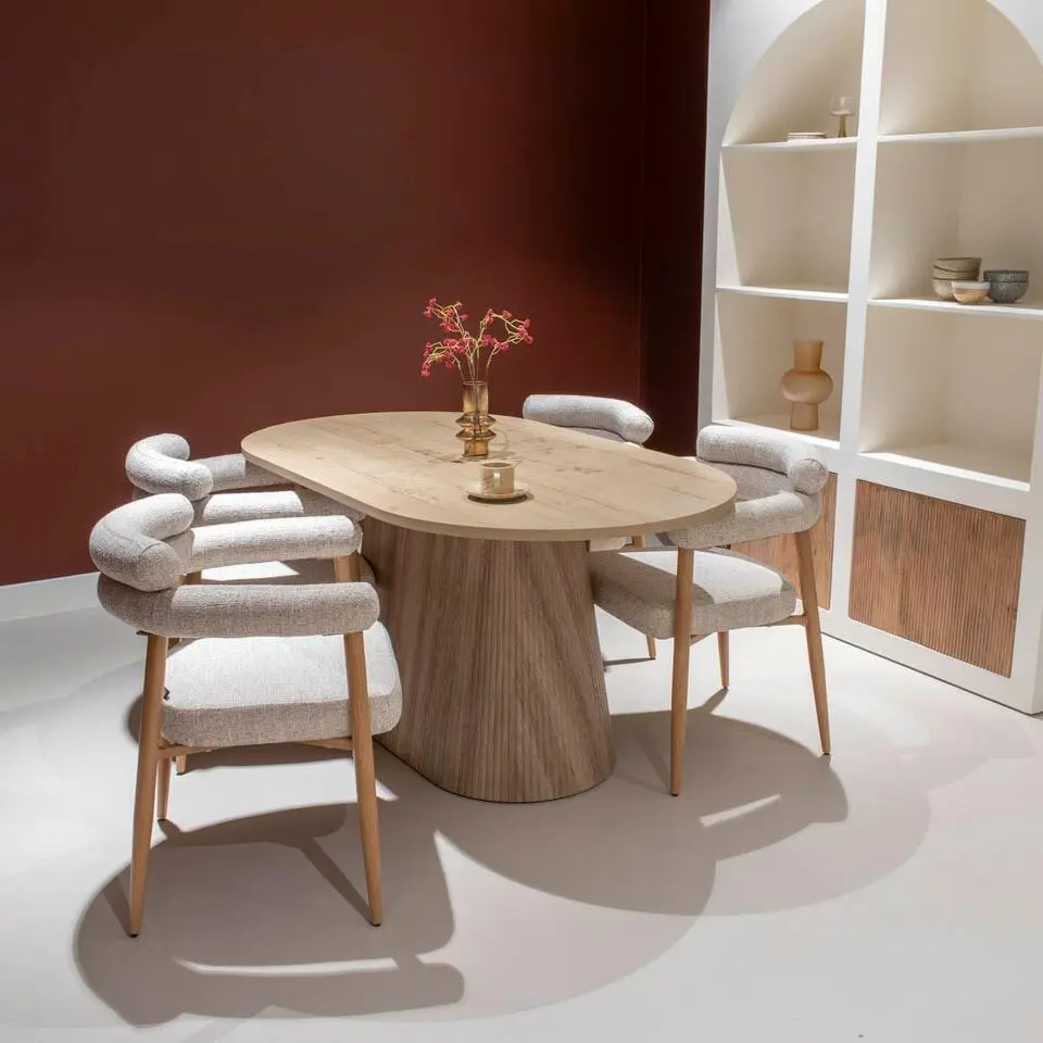 Eettafel Ovaal - Naturel Hout - 160x90x75cm - Sylla