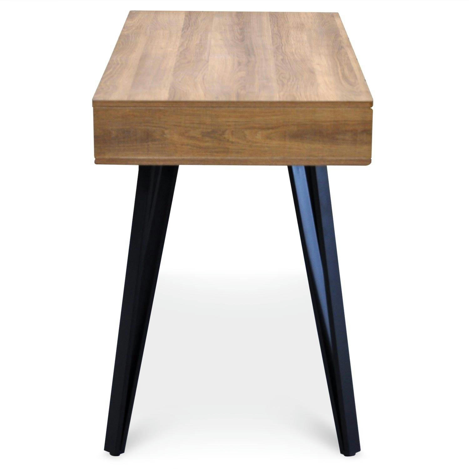 RIVIERA - Bureau en chêne foncé et métal noir