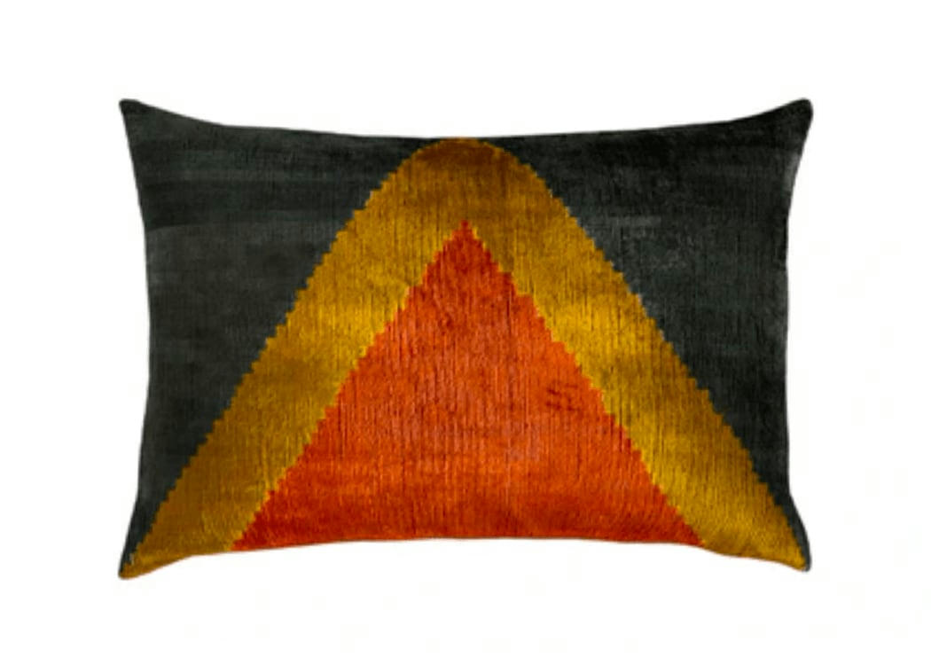 - Housse de coussin velours soie ikat  40x60 multicouleur