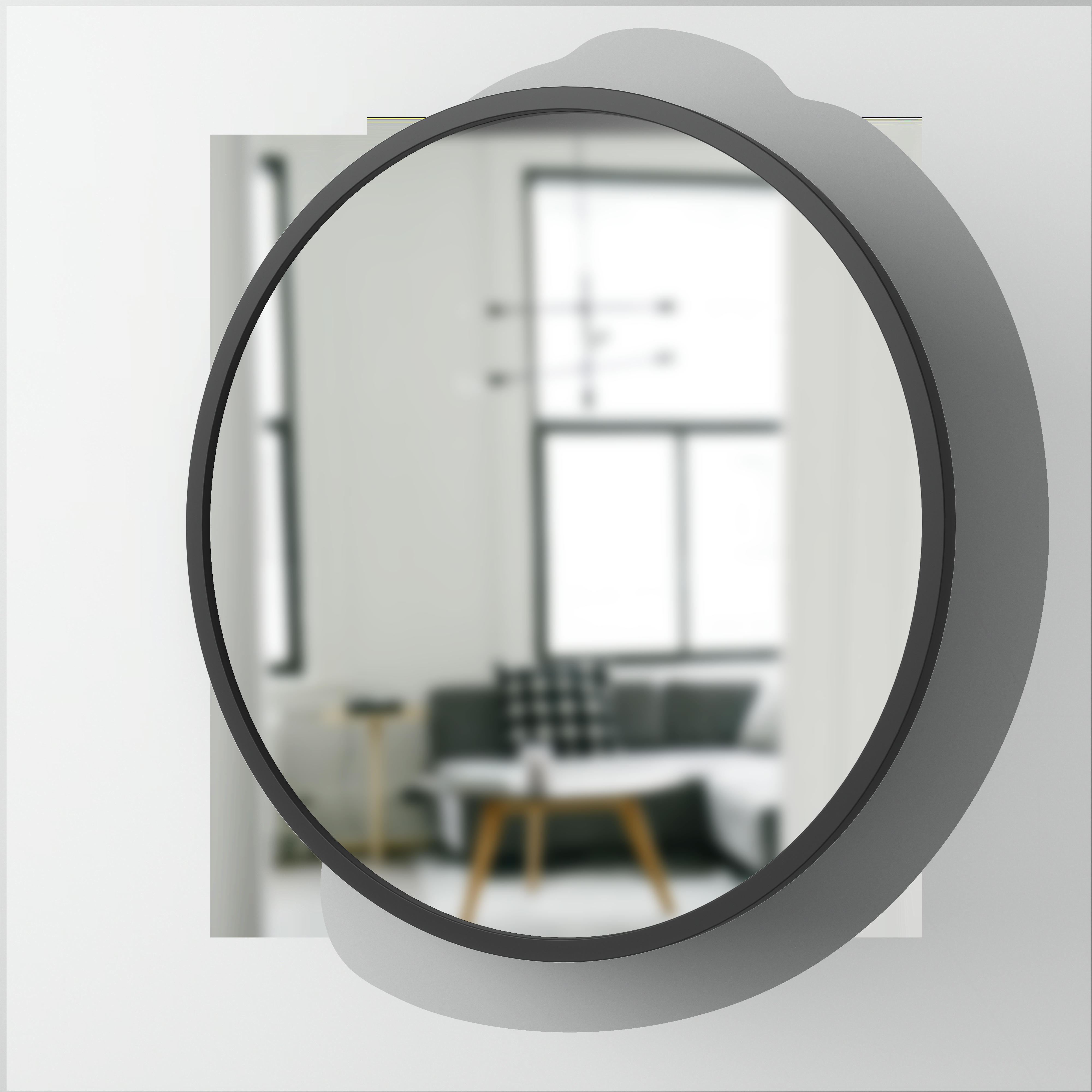 HUB - Miroir mural rond Hub contour caoutchouc noir D61cm