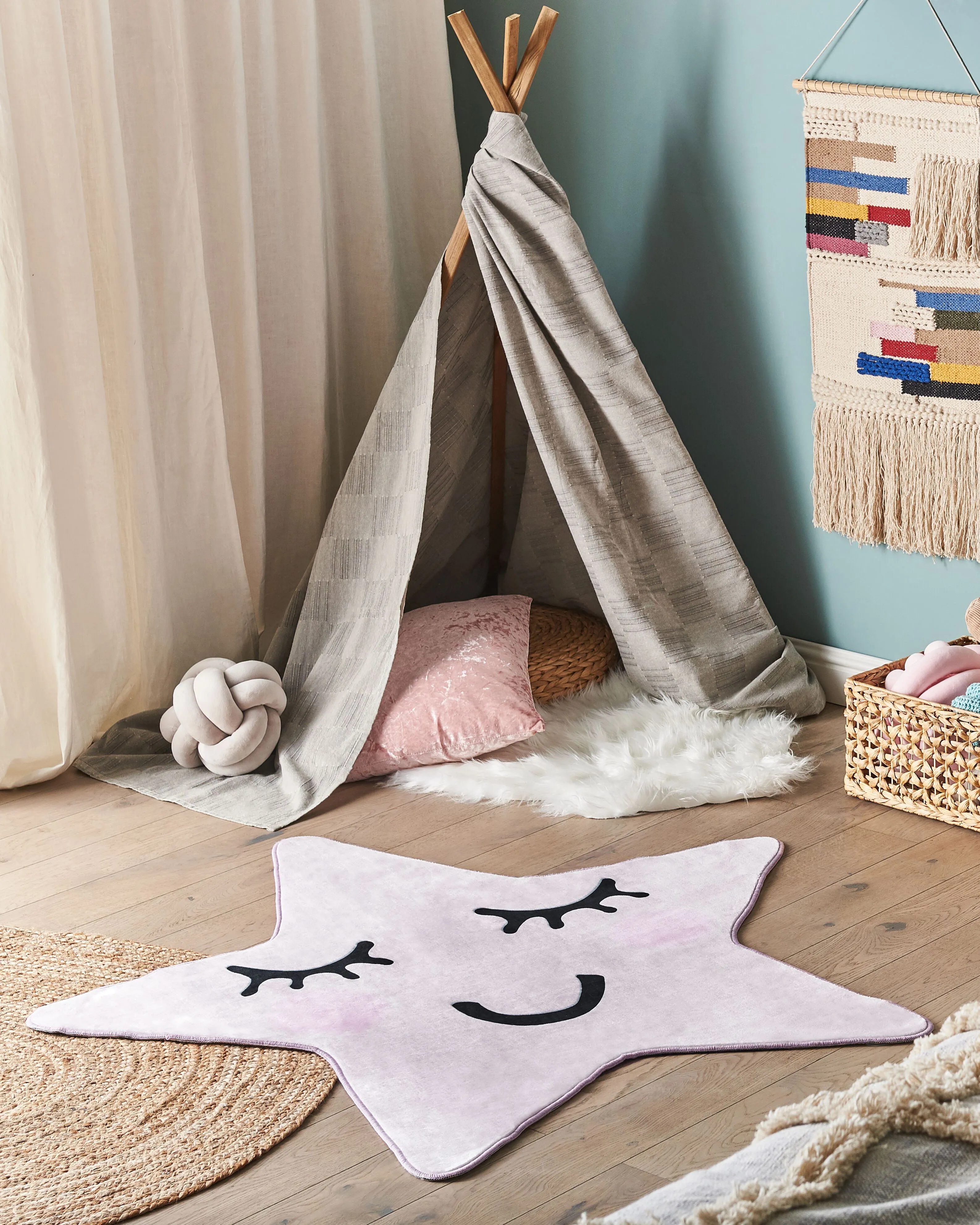 Kids Rug SIRIUS Pastel Pink 120 x 120 cm