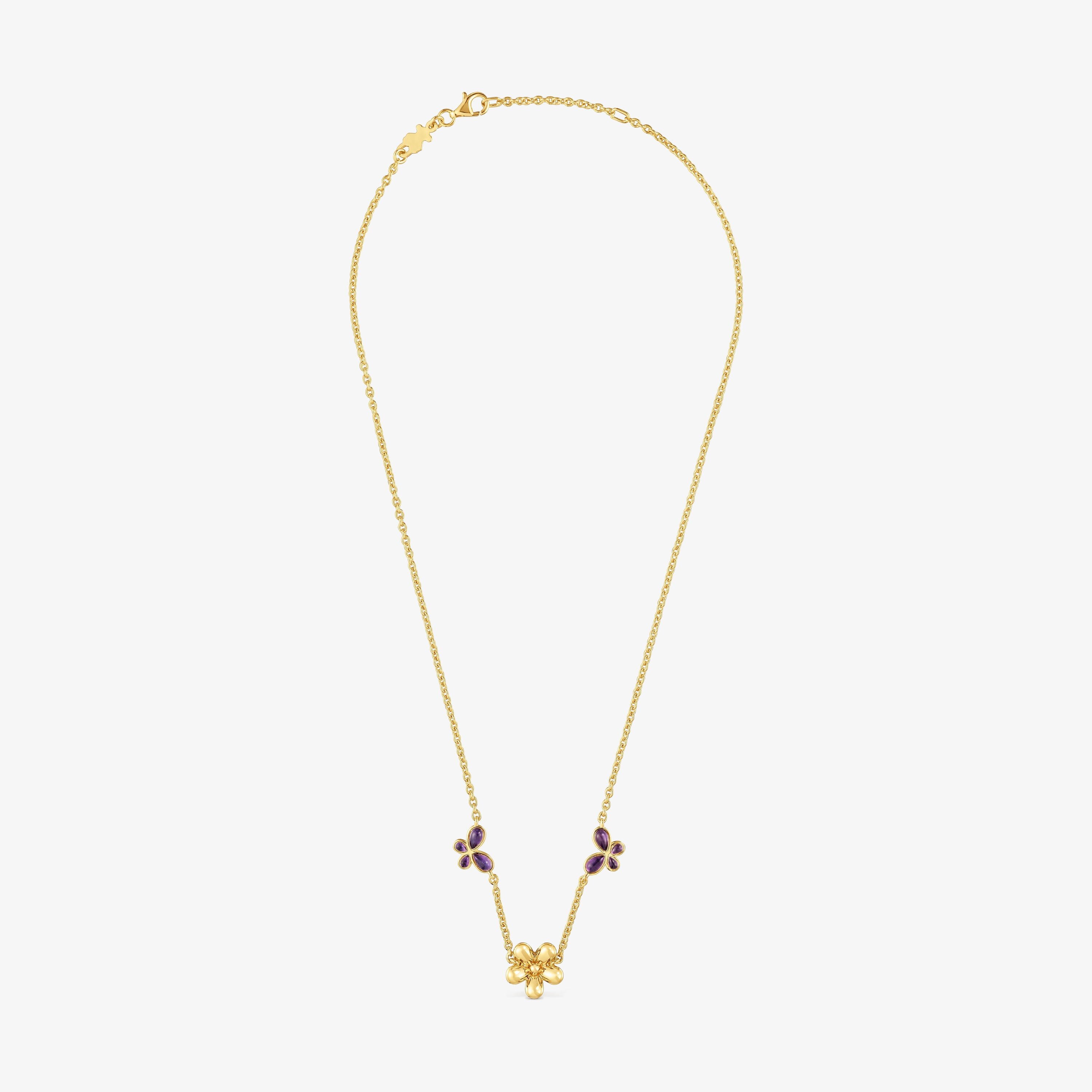 Collar corto con baño de oro de 18 kt sobre plata y amatista Daisy