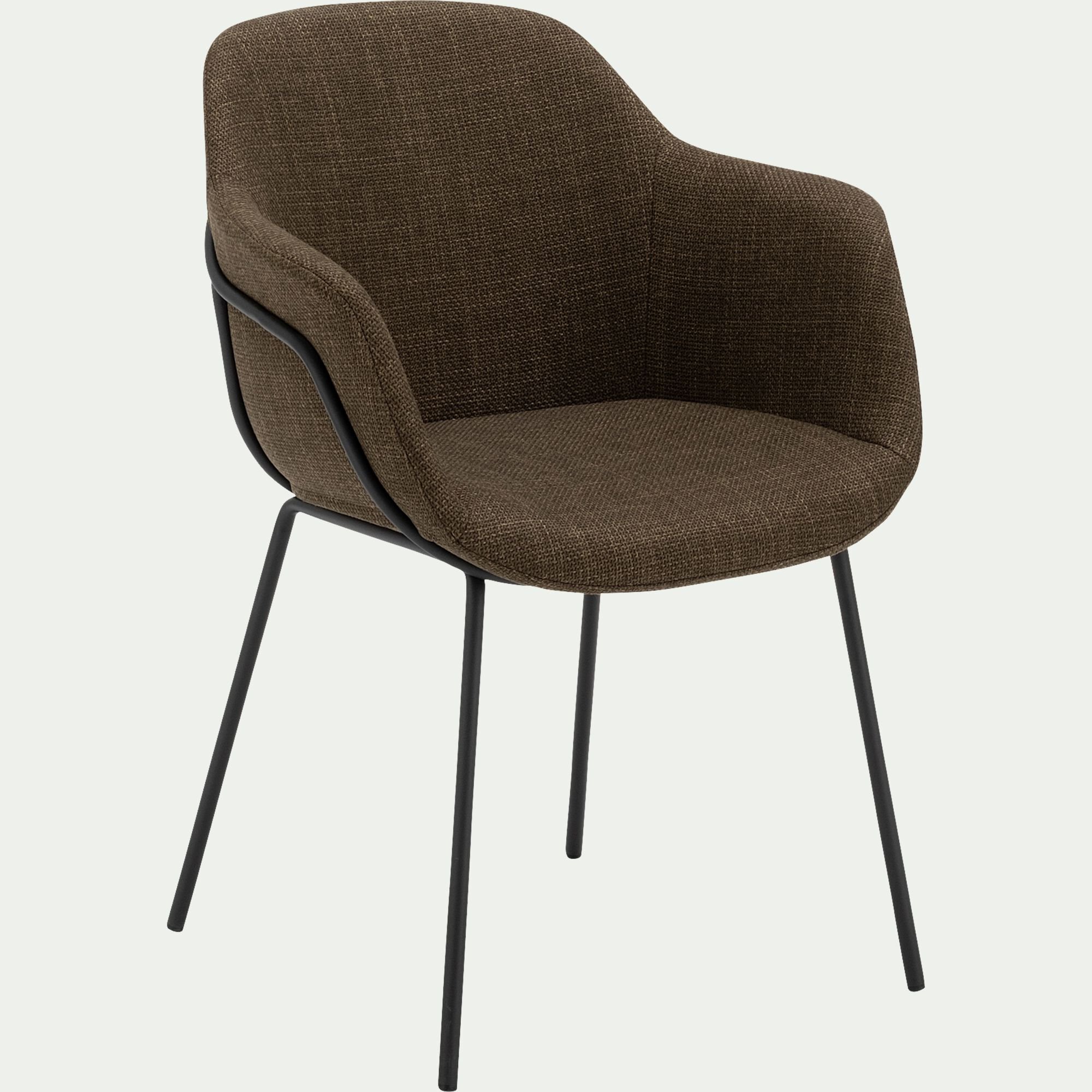 CHLOE - Chaise de repas avec accoudoirs en tissu - vert cèdre