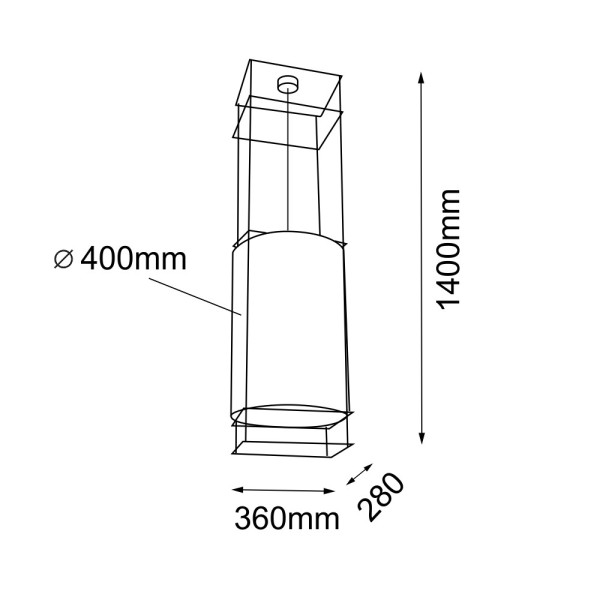 Lampa wisząca czarna PAA 1xE27x20W wym: 140x40x40 cm Dohar