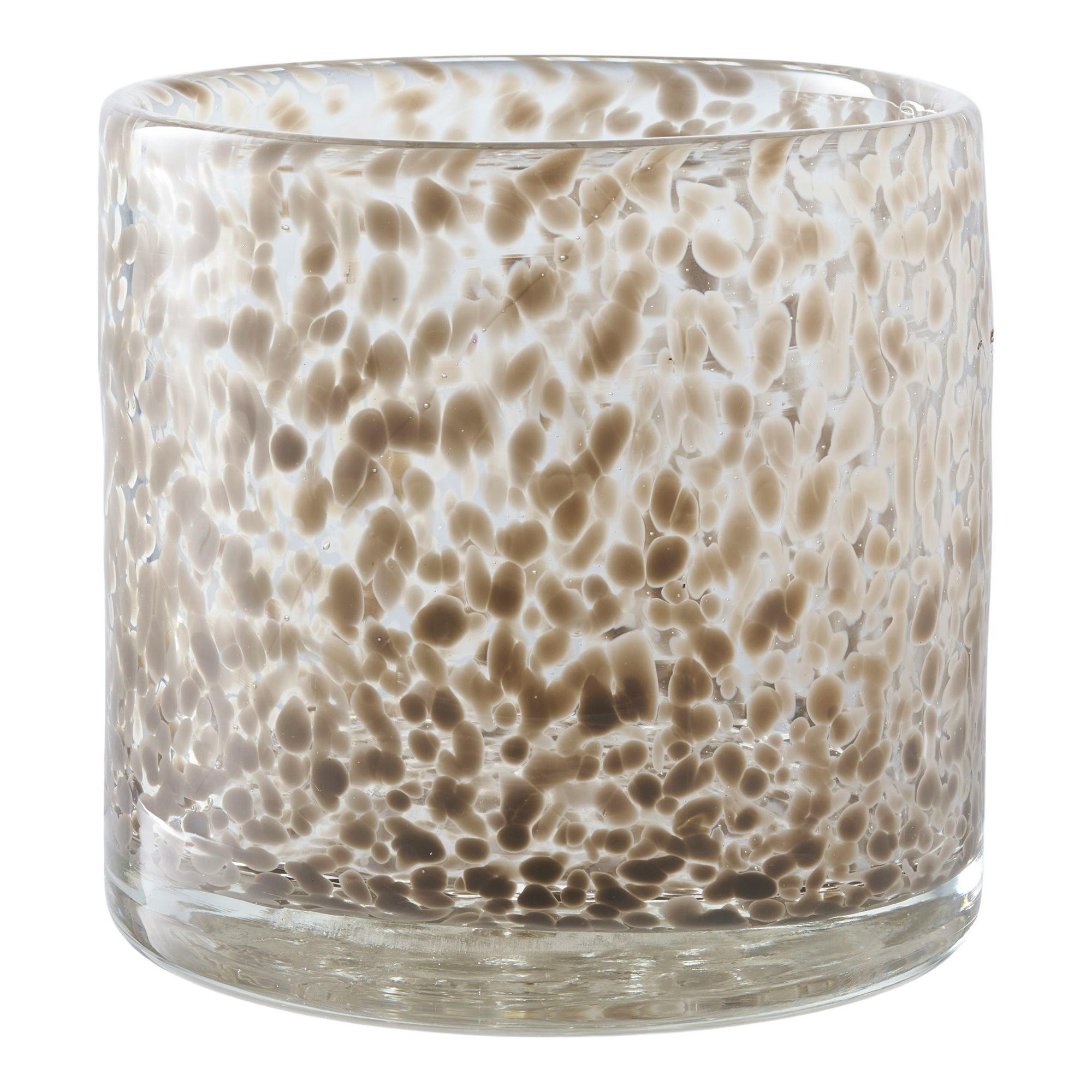 Bougeoir rond en verre moucheté brun