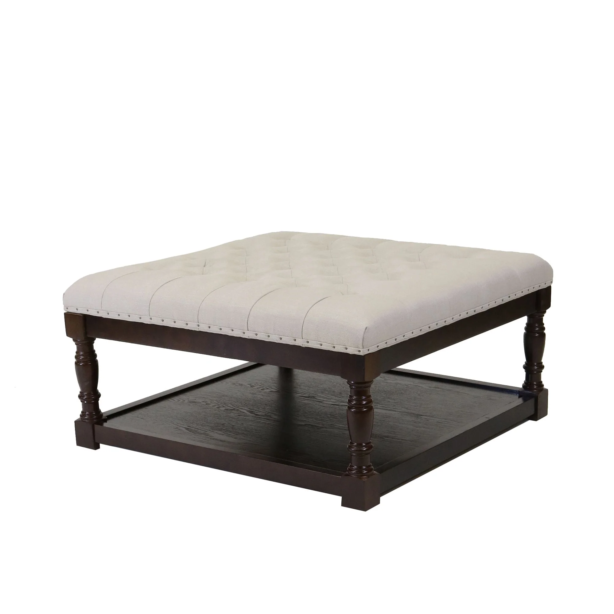 Cairona Tufted Textile 34-inch Shelved Ottoman Table