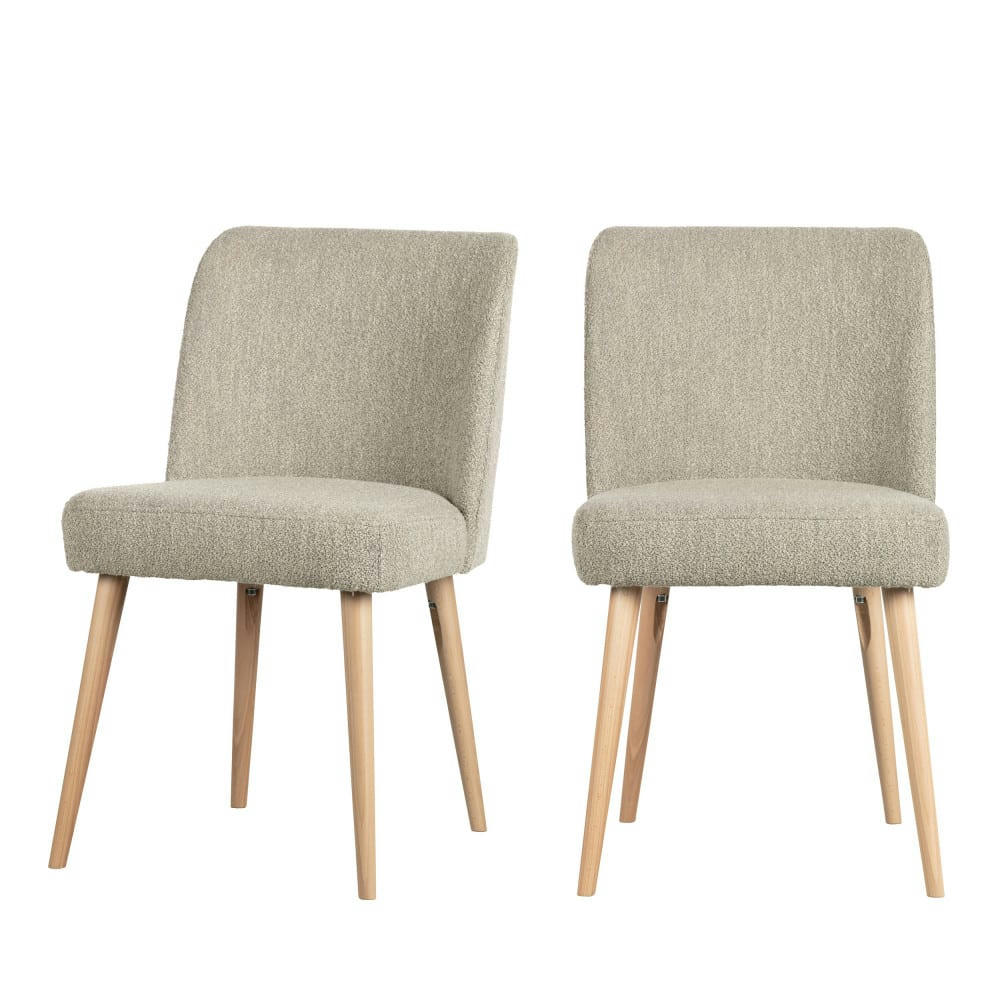 FORCE - Lot de 2 chaises en tissu bouclé beige