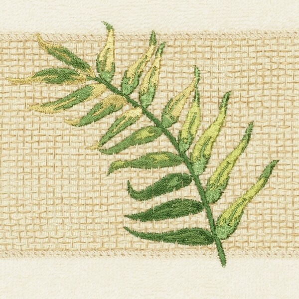 Authentic Hotel and Spa Turkish Cotton Palm Fronds Embroidered Cream 3-piece Towel Set