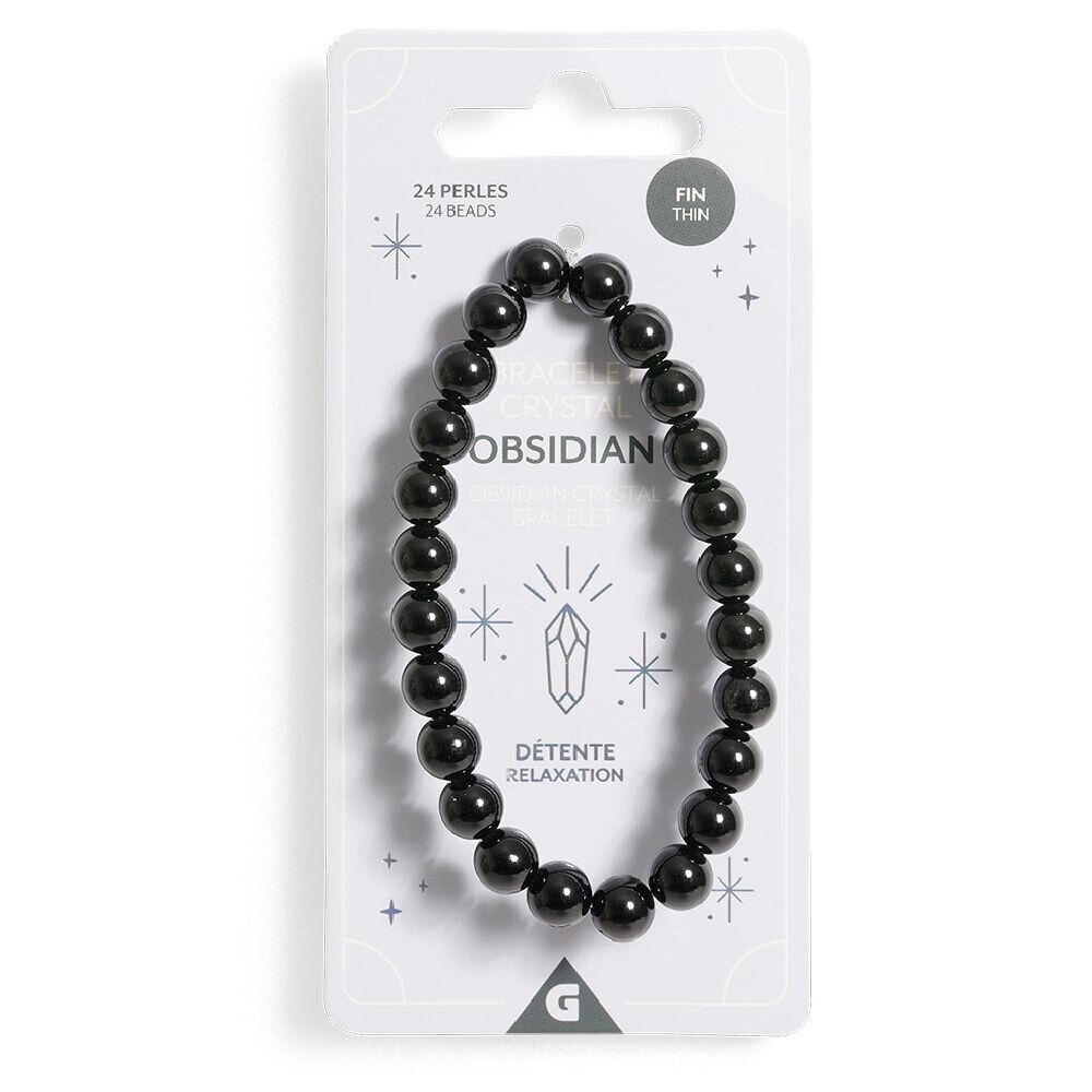 Bracelet crystal fin 26 perles obsidienne noir - Détente