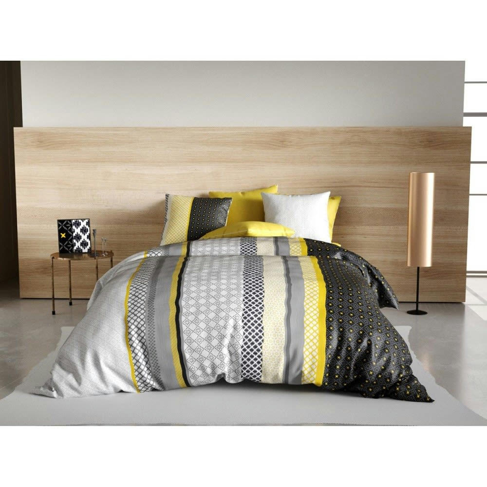 LUMI - Parure de couette 100% coton 57 fils imprimée 240x220 2 taies