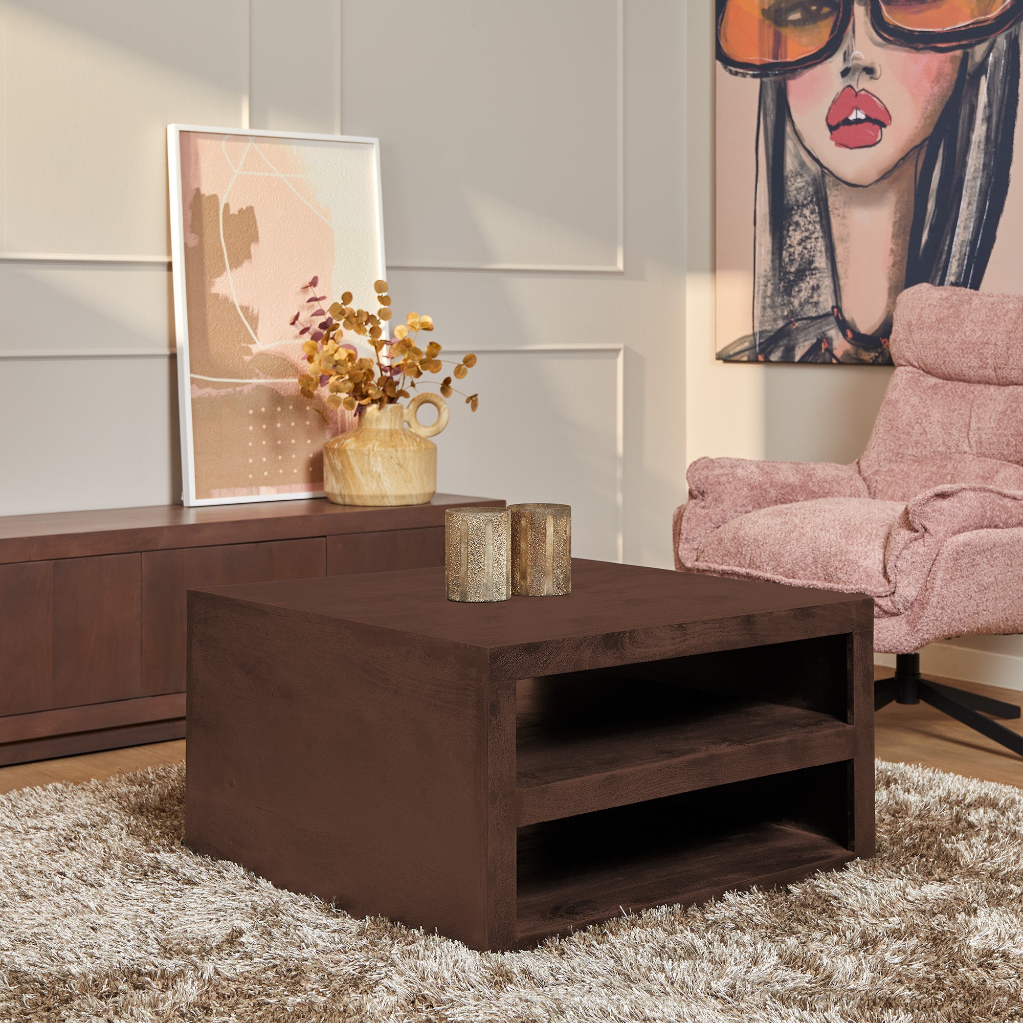 Starfurn salontafel Brussel - bruin - 80x80x40cm