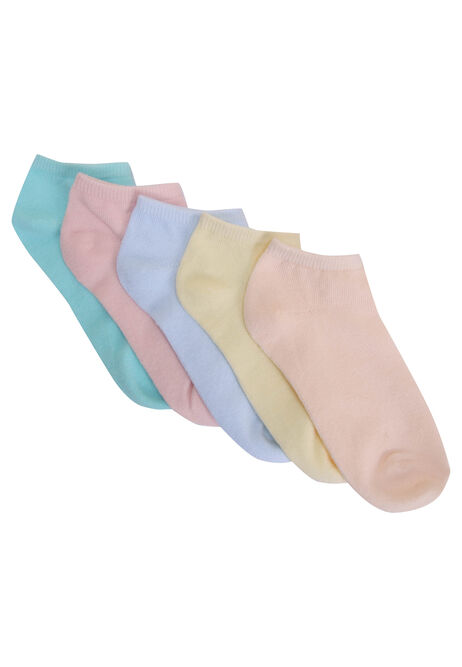 Girls 5pk Pink Pastel Trainer Socks