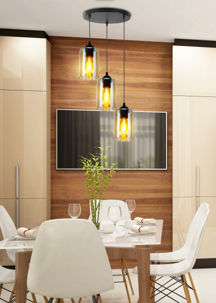 Lampa wisząca czarno-bursztynowy BISTRO 3xE27x40W Candellux