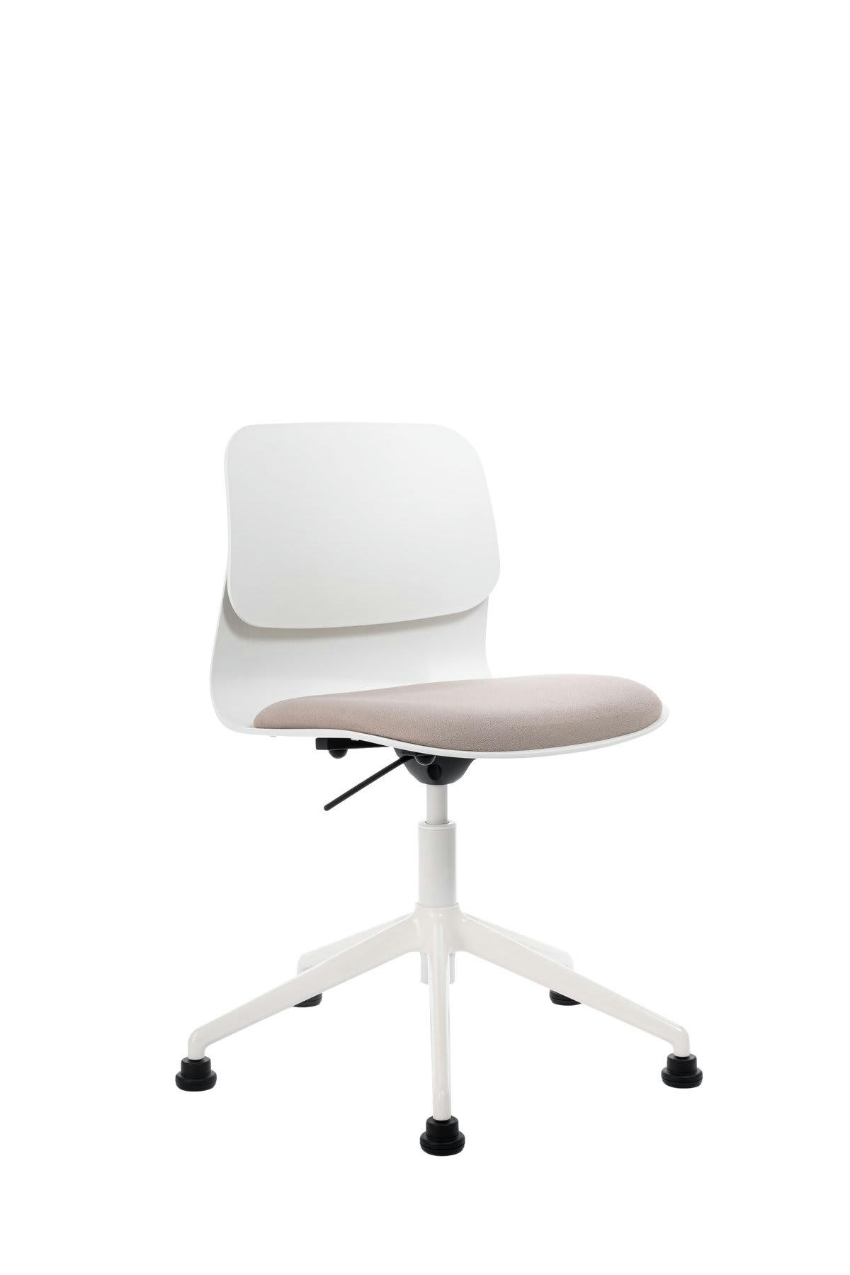 - Chaise de bureau blanche pivotante sur roulettes