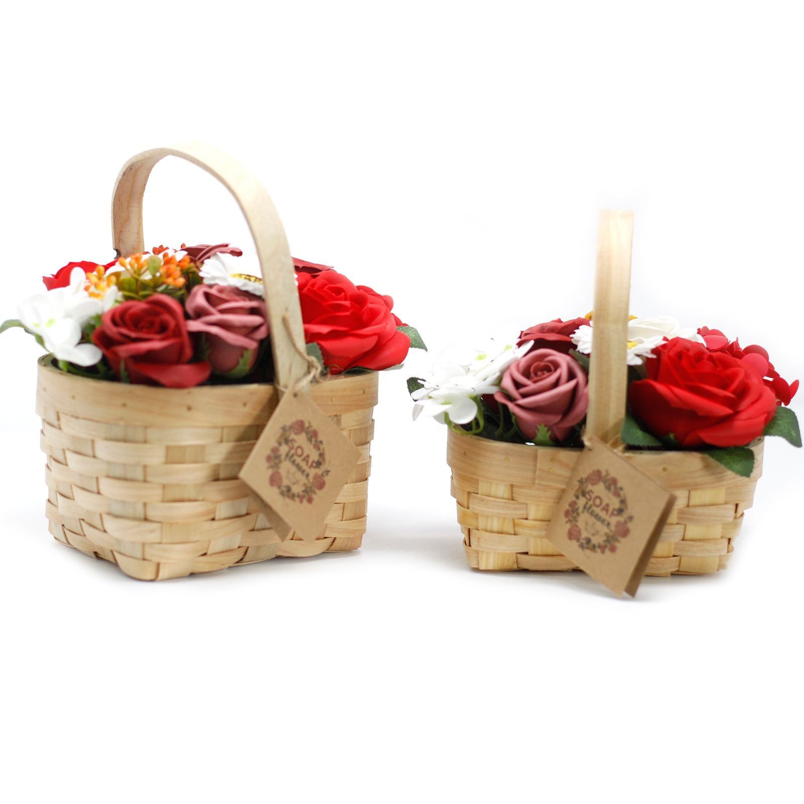 Serenityy Serenityy Large Red Soap Flower Bouquet - Wicker Basket