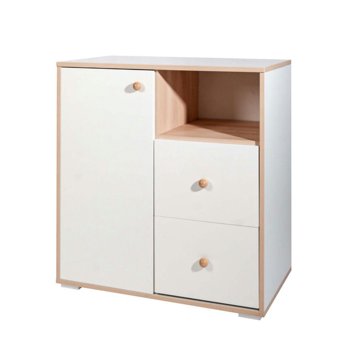 NIXA - Commode effet bois blanc et bois