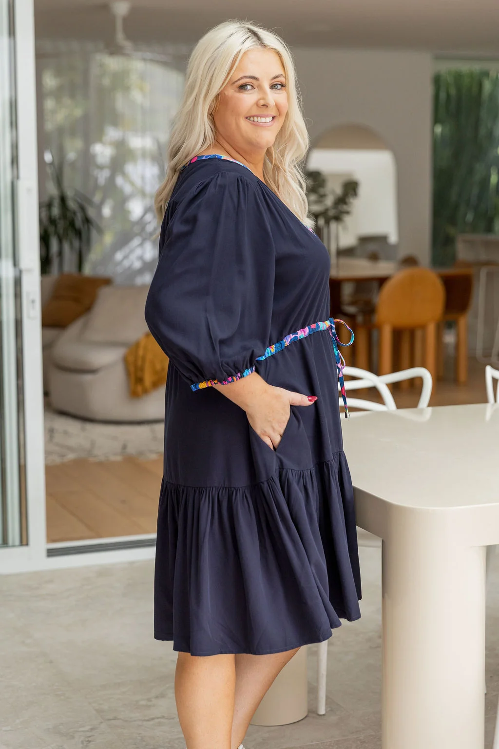 Ziggy Contrast Dress in Navy/Remix by Kasey Rainbow