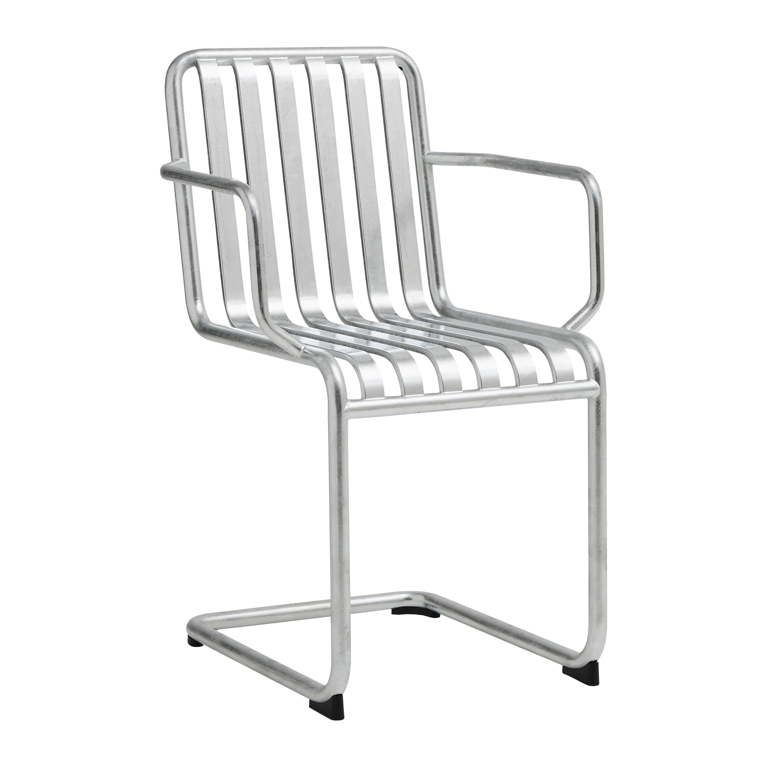 HAY Palissade Cantilever Stoel met Armleuning - Gegalvaniseerd Staal