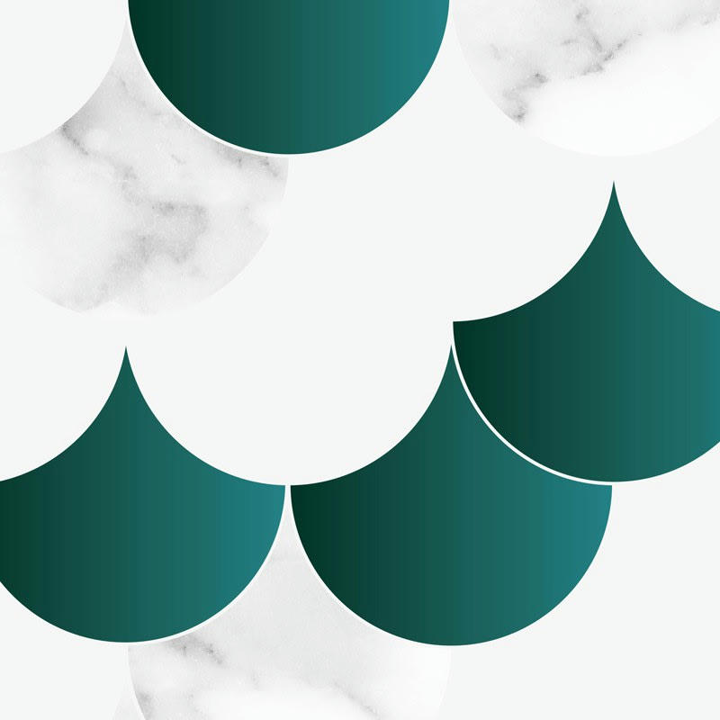 FISH SCALE - Bandeau PVC lot de 2 : L 70cmxH 30cm Vert Art Deco Scandinave