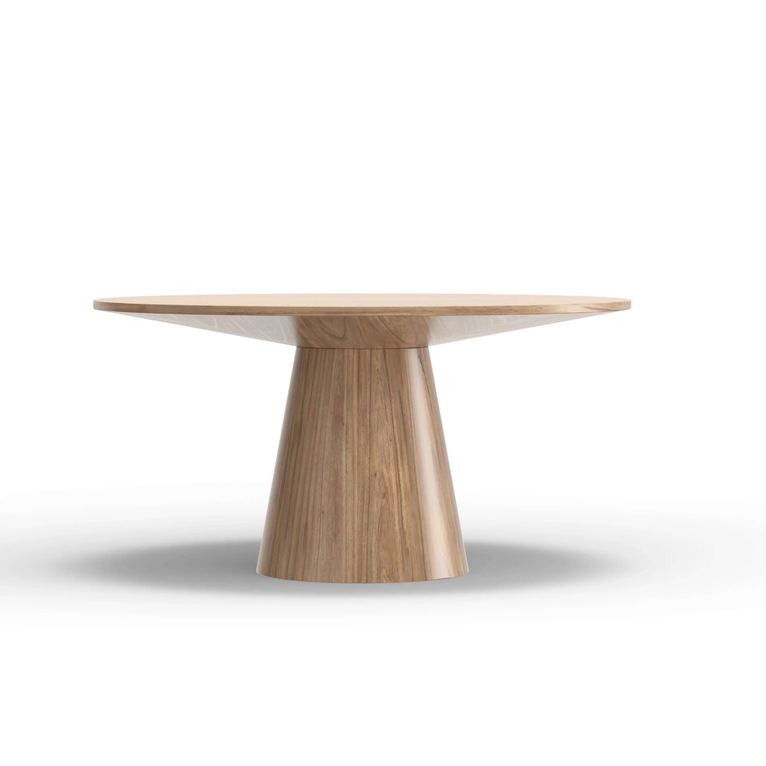 Vecy Dining Table, 59 Inch Round Top w Pedestal Base, Natural Brown