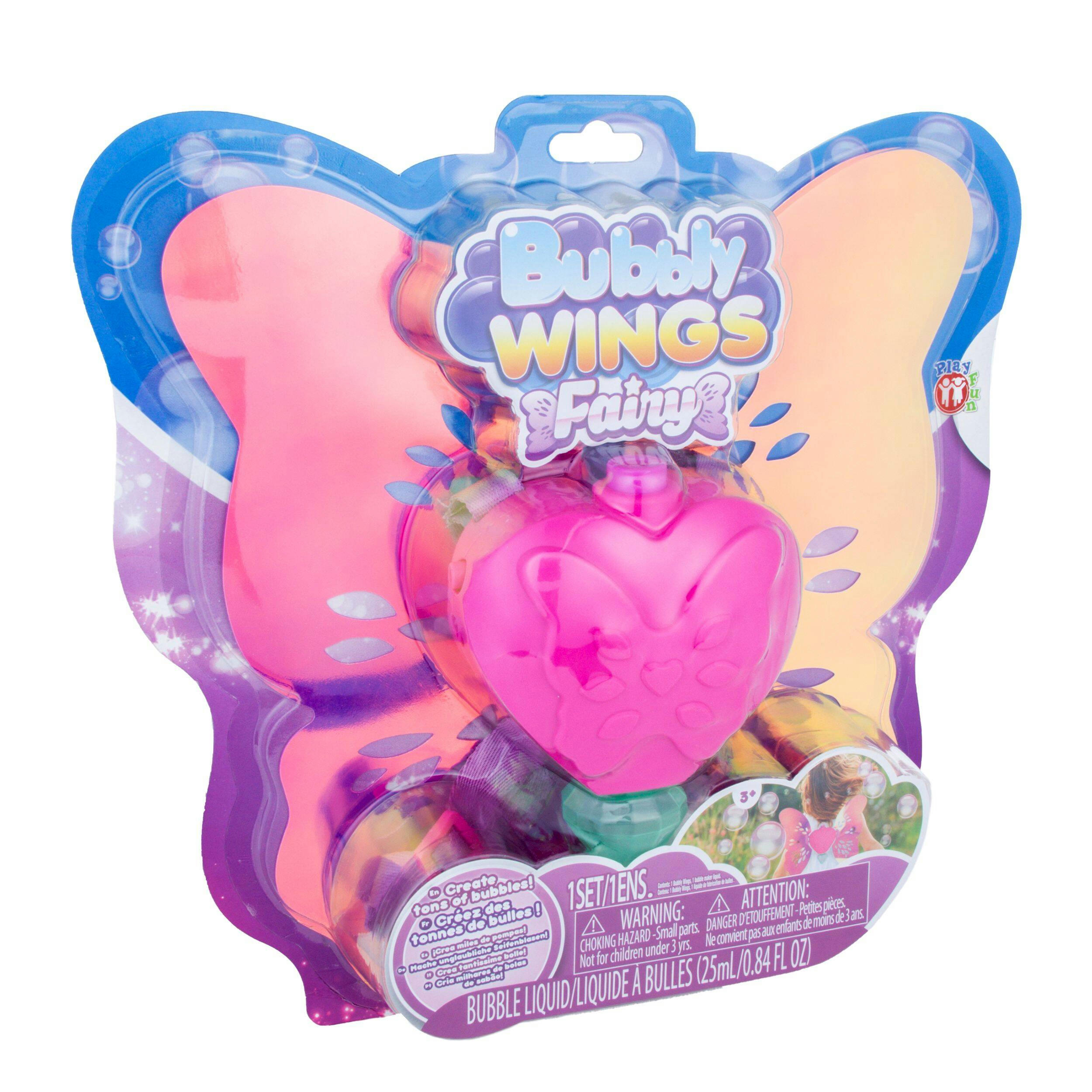 PlayFun Bubbly Wearable Fairy Wings for Kids, With Bubbles Solution, 25-ml, Ages 3+