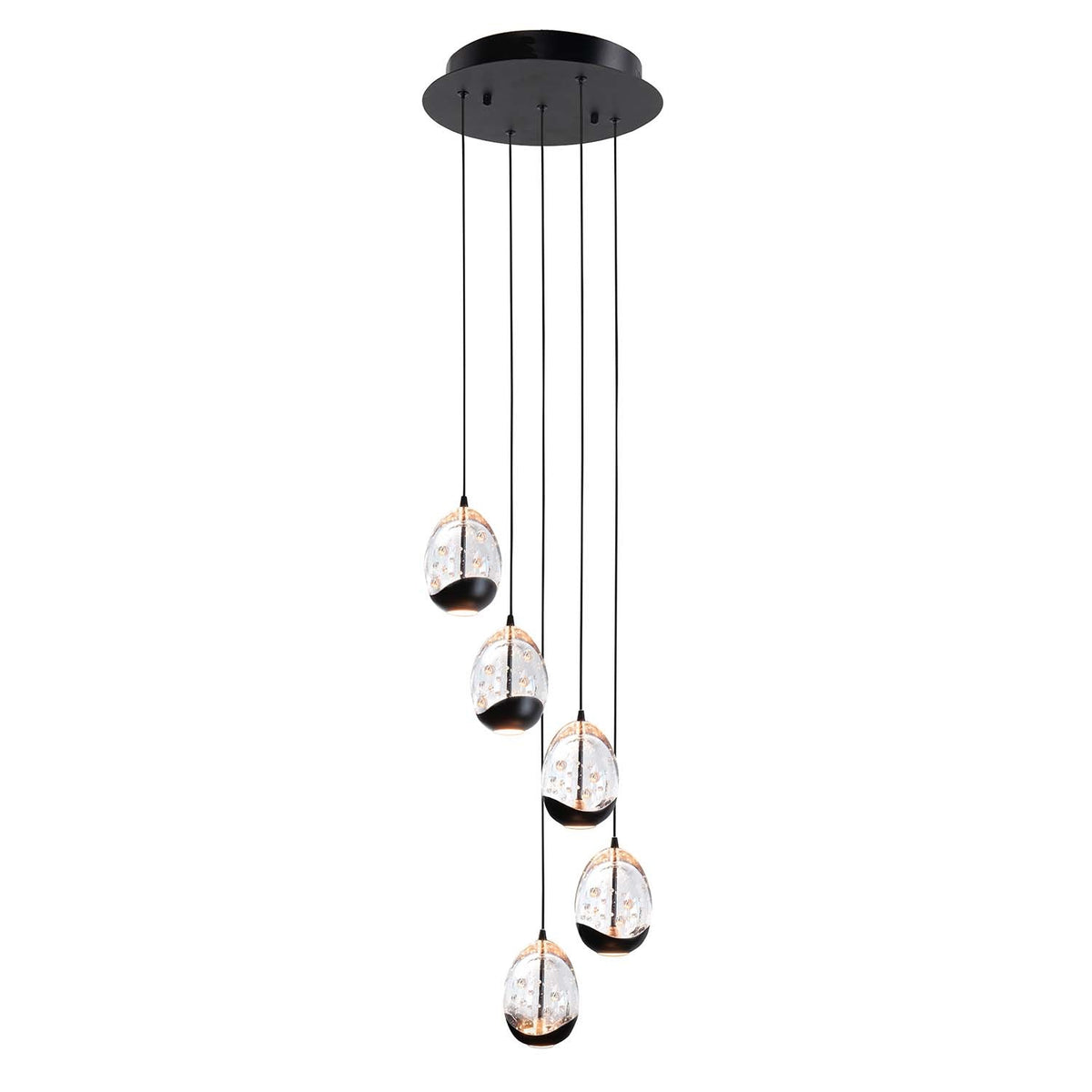 Highlight hanglamp Clear - 5 lichts - 30 x 155  cm - helder zwart
