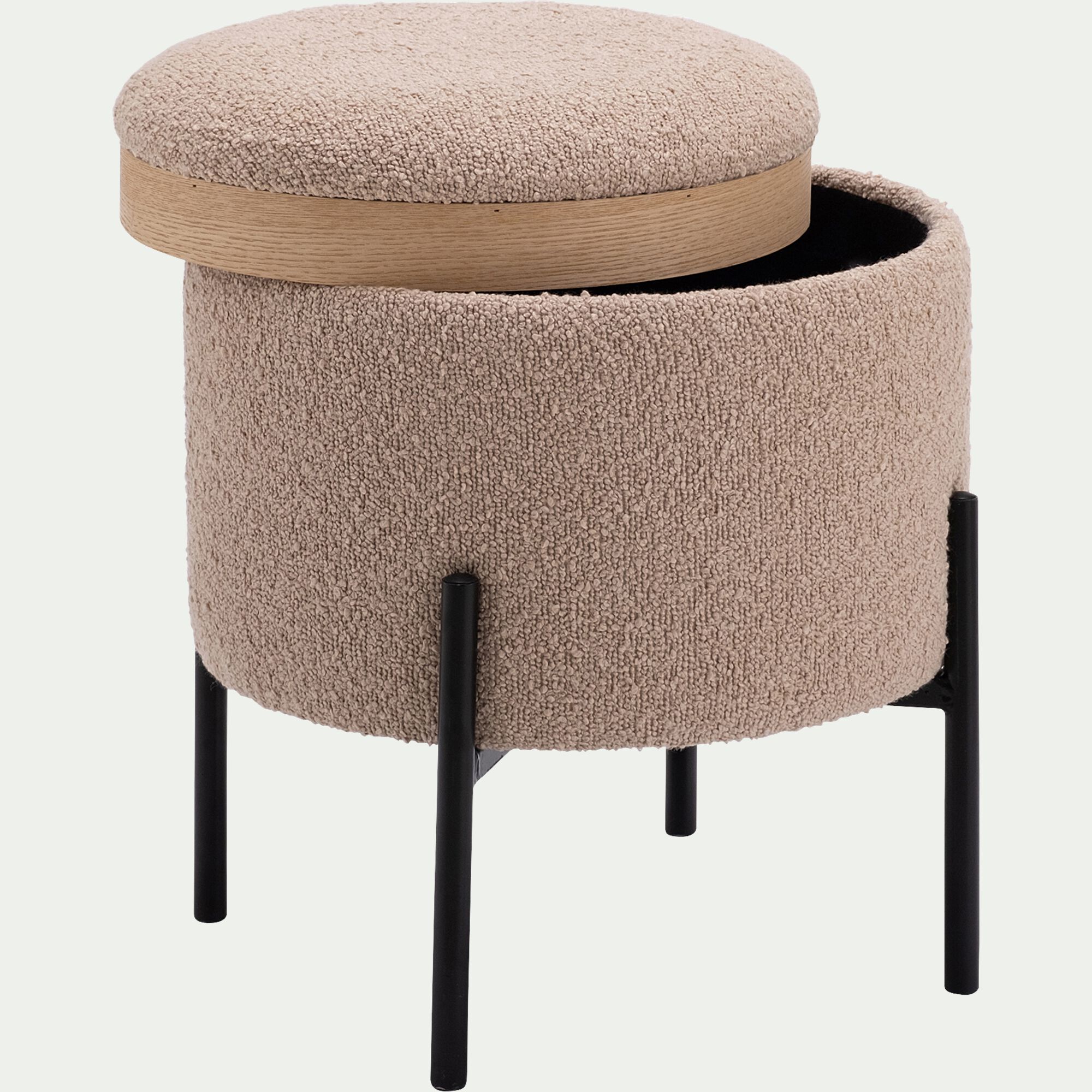 SIELLE - Pouf en tissu avec coffre de rangement H40,5cm - beige