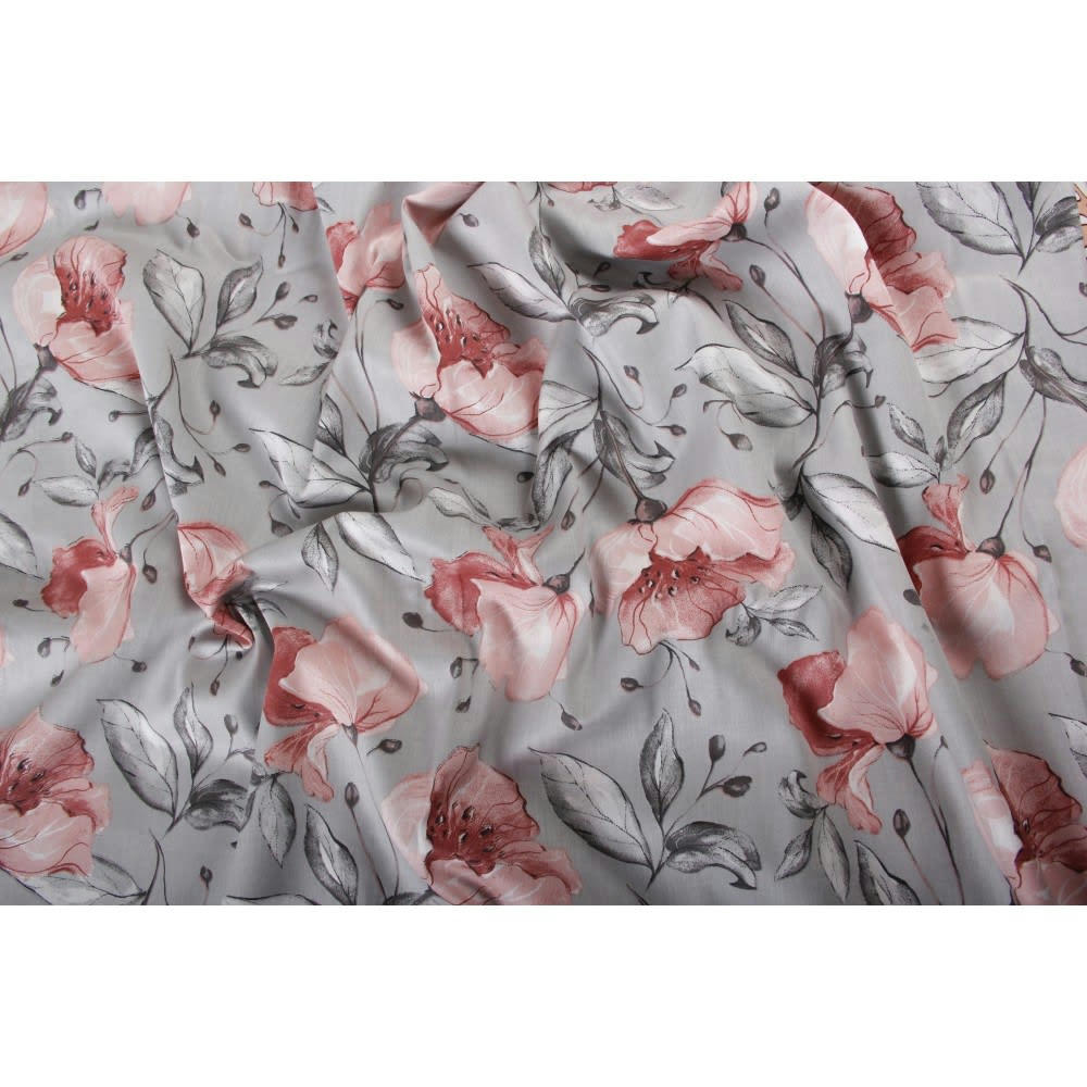 FLORAL SATIN - Drap housse satin de coton 140x190 cm imprimé Floral