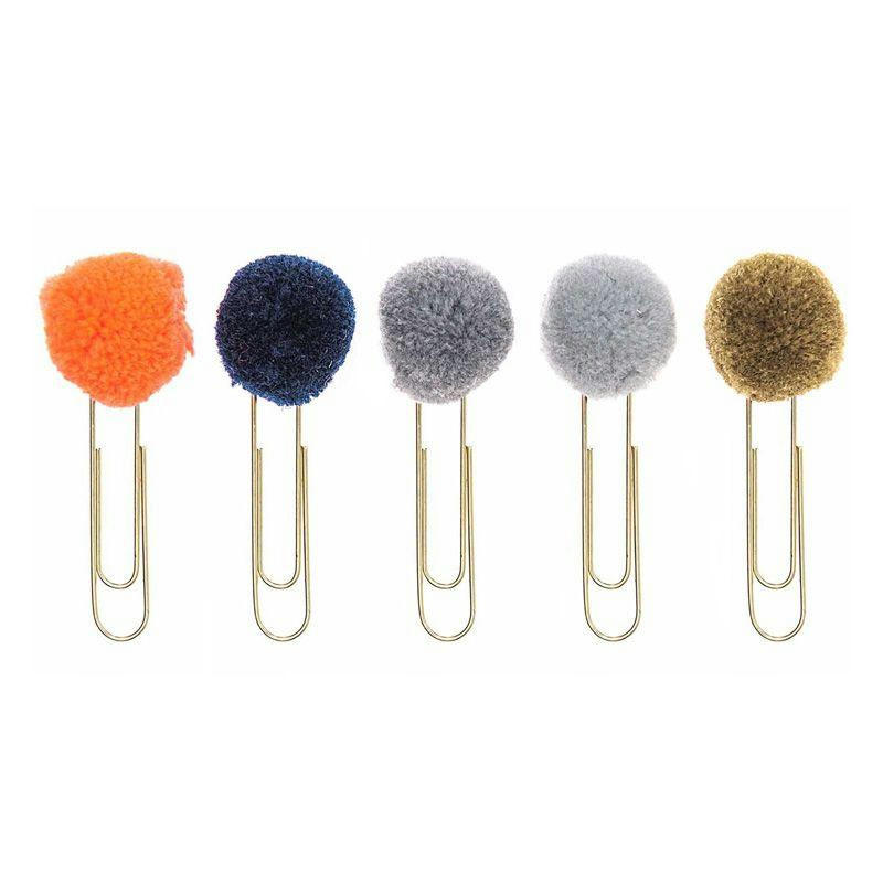 POMPONS - 5 Trombones avec pompons