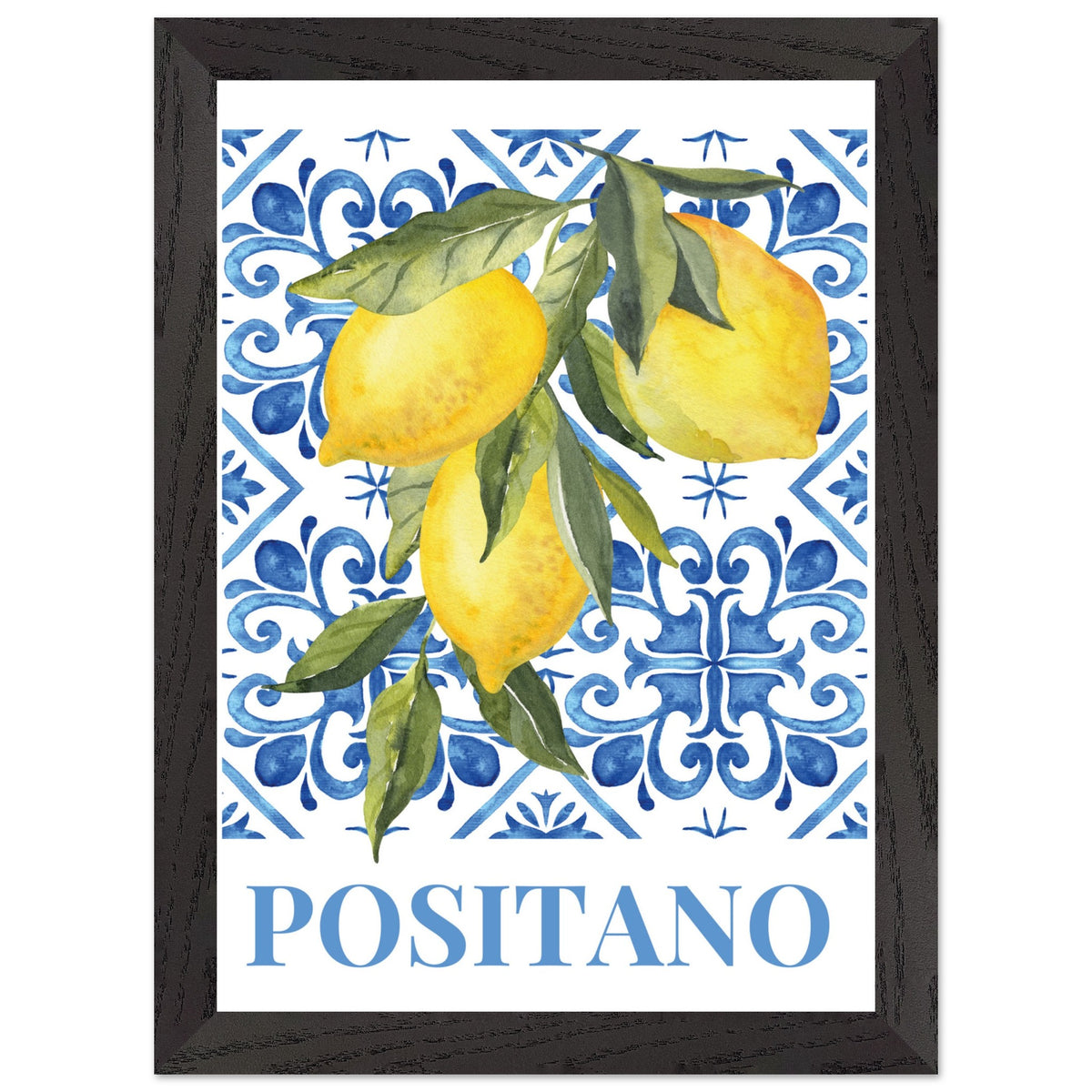 Artfulprints Poster met Lijst Fruits - Lemon tree in Positano  - A4 21x29.7 cm - Meerkleurig