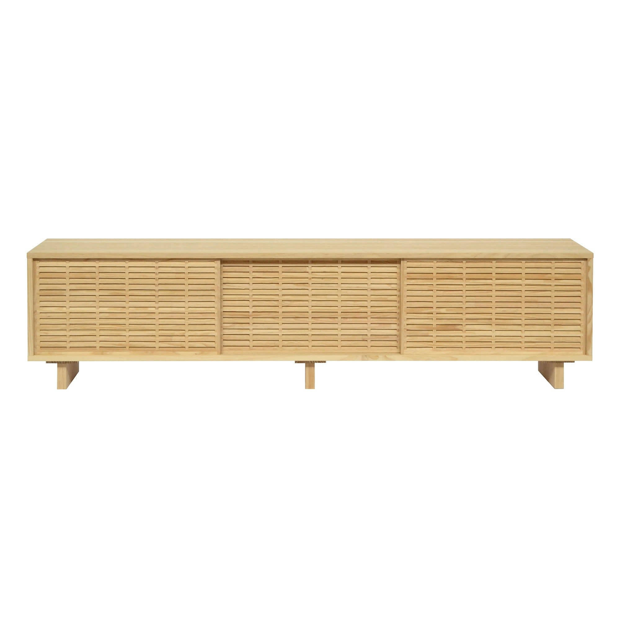 MITJANA - Meuble TV en bois de pin massif naturel - 180 cm